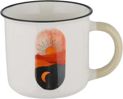 Al Saif Gallery Porcelain Mug, 350ml, Sunrise Pattern with Black Rim - White product image 2