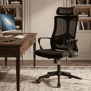 كرسي مكتب دوار بلاستيك، 55×55×120 سم - أسود product image