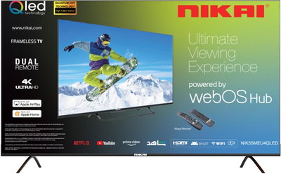 تلفزيون سمارت بدون اطار نيكاي، 55 بوصة، 4K، QLED، UHD، نظام ويب او اس، NIK55MEU4QLED - اسود product image 1