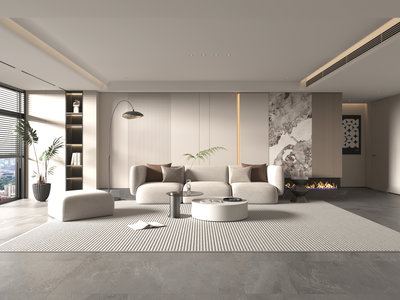 Modern Swedish wood sofa, 300x85x40 cm, boucle fabric - light beige product image 3