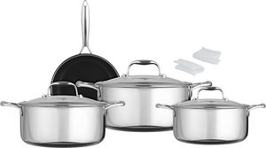 طقم قدور ستانلس ستيل زجاج كوكسل، 7 قطع، غطاء زجاج - فضي شفاف product image 2