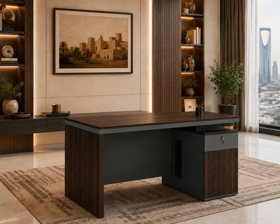 مكتب إداري خشب MDF، 160x70x75 سم - بني غامق رمادي product image 3