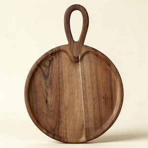 Alsaif Gallery Wooden Serving Board, Round, Hand - Brown product image
