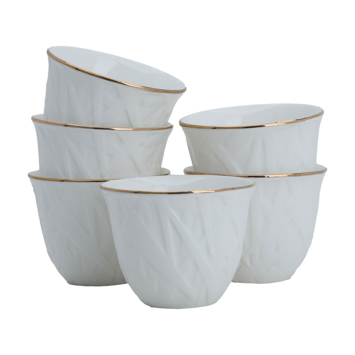 Al Saif Gallery Porcelain Arabic Coffee Cups Set, 12 Pieces, 90 ml, Engraved - White product image