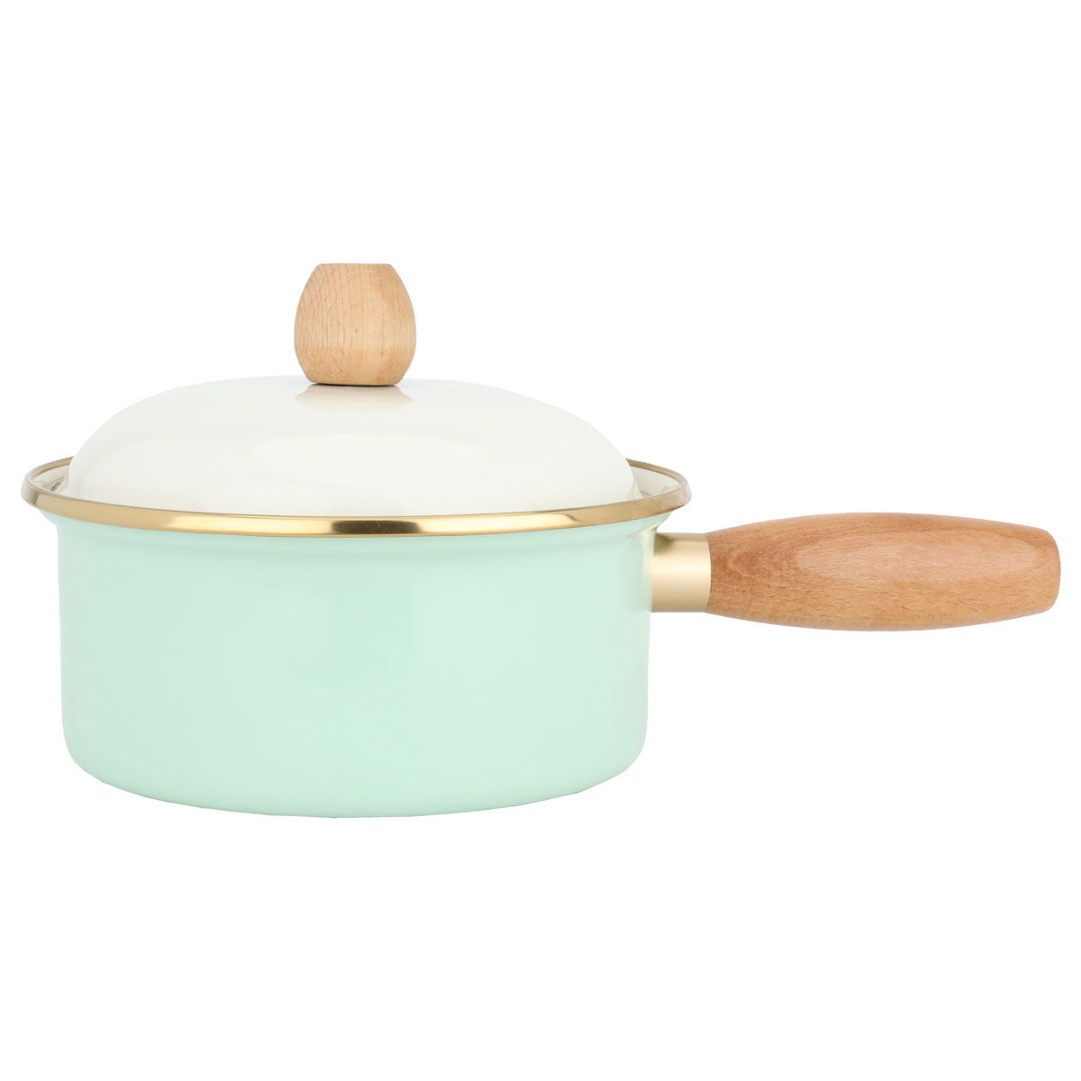 Light green casserole with wooden handle, 1.3 liters, 16 cm - green product image 1