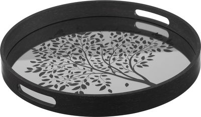 Al Saif Gallery Wooden Tray Set, Round, 2 Pieces - Black Wood product image 3