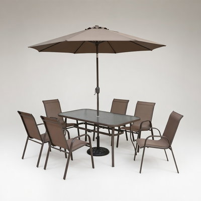 طاولة مظلية حديد ،90×150×75 سم، 4 كراسي - البيج product image 3