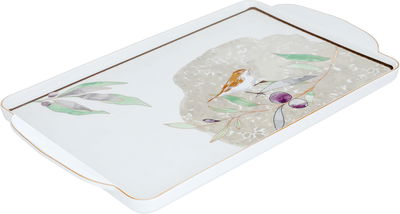 Al Saif Gallery porcelain Taghreed serving tray, 48 x 28.7 x 3.8 cm, rectangular, Asfour R pattern - white product image 2