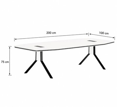 طاولة اجتماعات خشب MDF، 200x100x75 سم - ابيض رمادي product image 2