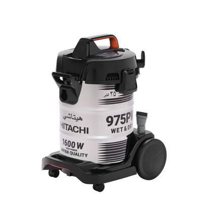 مكنسة رطب وجاف هيتاشى، 1600 واط، 25 لتر، شفط المياه، CV-975PWBKGSA - فضي product image 2