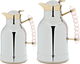 Al Saif Gallery Farida thermos set, 1/0.7 liter, two pieces, thermal glass inner container, steel outer shell - silver product image 1
