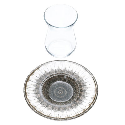 Al Saif Gallery Set of tea bales and coffee cups, Arabic Crystal, 18 pieces - silver product image 2