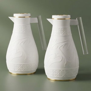 Al Saif Gallery Karam thermos set, 1/0.65 litre, Islamic pattern, thermal glass inner shell, plastic outer shell - white product image