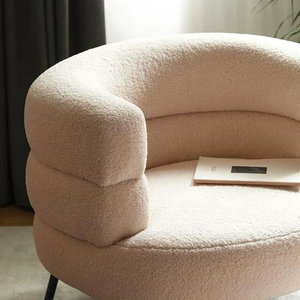 Modern Metal Chair, 70×75×50 Cm, Boucle Fabric - Beige product image 2