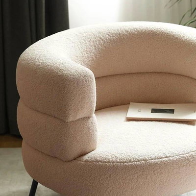 Modern Metal Chair, 70×75×50 Cm, Boucle Fabric - Beige product image 2