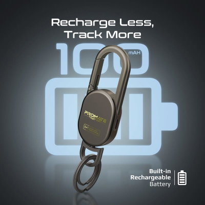 Promate Tagchain Bluetooth Keychain, 100mAh, Supports Apple Find My, Bluetooth Connectivity, IP67 Water Resistance - Brown product image 4