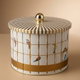 Al Saif Gallery steel can, 2.7 litres, round, with lid, bird pattern - white product image 1