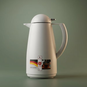 ترمس الراين، 1 لتر، ضغاط، حافظة داخلية زجاج حراري - ابيض product image