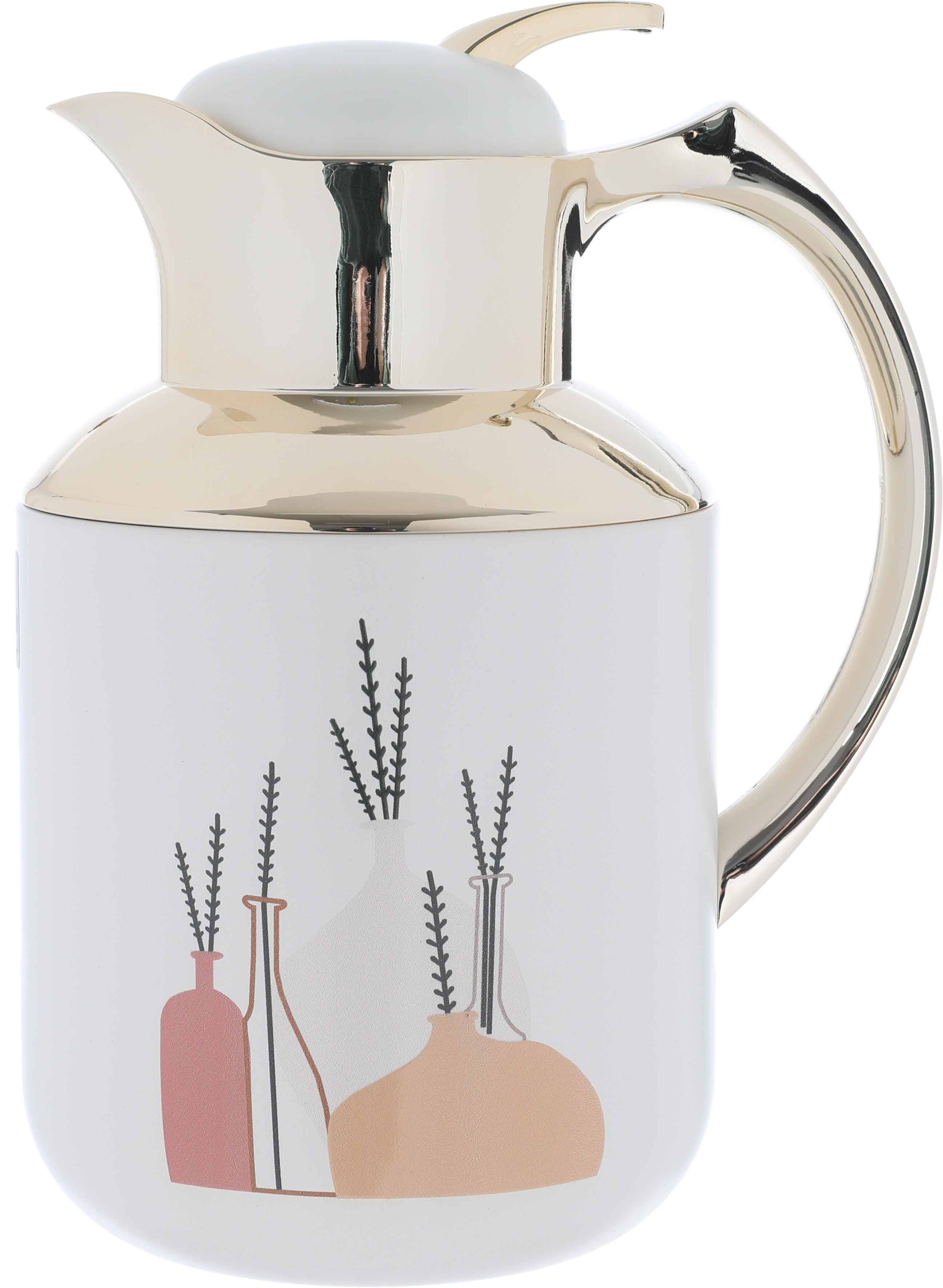 Al Saif Gallery Florya thermos set, 1/0.5 litre, two pieces, thermal glass inner shell, steel outer shell - pearl product image 3