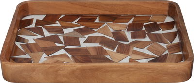 Al Saif Gallery Acrylic Serving Tray, 40x30x4.6 cm, Rectangular - Wood Brown product image 1