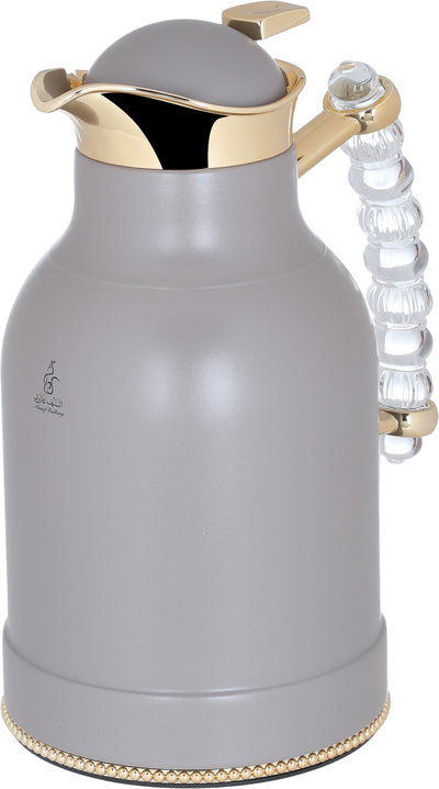 Al Saif Gallery Farida thermos set, 1/0.7 litre, transparent handle, two pieces, thermal glass inner case, steel outer case - Cappuccino product image 6