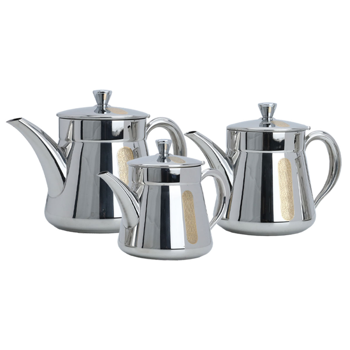 Steel Teapot Set, 3 Pieces - Silver product image 1