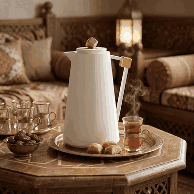 Everest Diamond Plastic Thermos, 1 Liter, Glass Inner Container, Push Button - White Gold product image 2