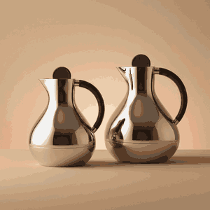 طقم ترامس ليال السيف غاليري، 0.6 / 0.9 لتر، 2 قطعة، حافظة داخلية زجاج، يد خشبي، ضغاط - فضي خشبي product image