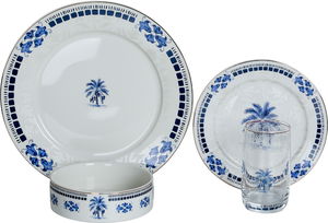 طقم عشاء بورسلان زجاج السيف غاليري، 24 قطعة، مشجر - ابيض ازرق product image