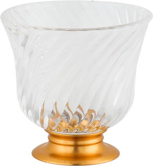 طقم فناجين قهوة عربي مع صحون زجاج امبير، 12 قطعة، 80 مل، قاعدة ذهبي - شفاف product image 2