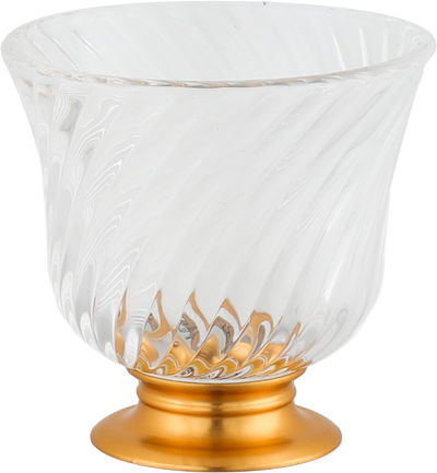 Amber Arabic Coffee Cup Set With Glass Platess, 12 Pieces, 80 Ml, Gold Base - Clear product image 2