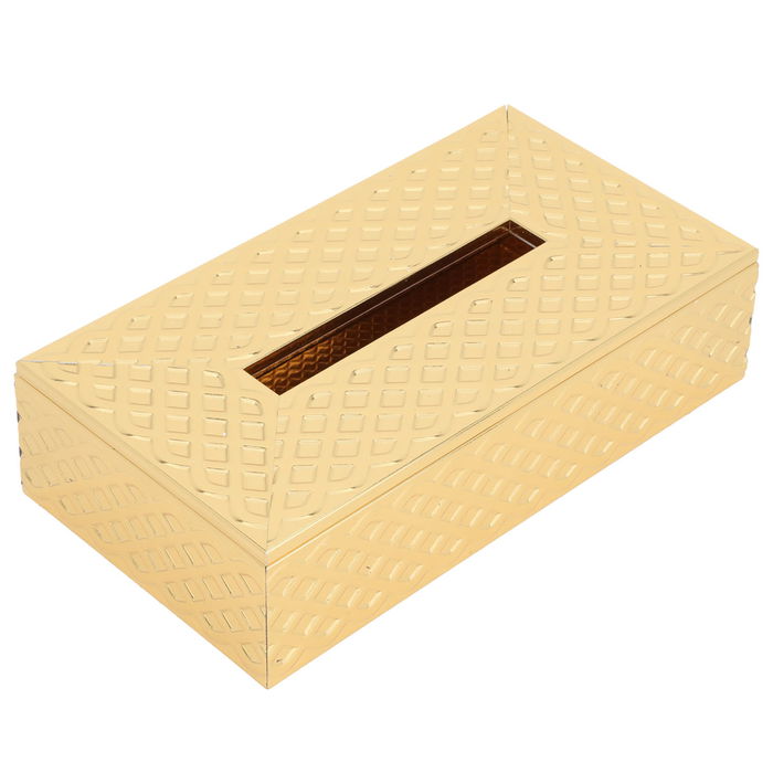 علبة مناديل خشب وهج الماسة، 23.5×12.5×6 سم - ذهبي product image 1