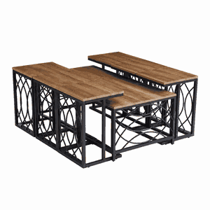 طقم طاولات خشب MDF و معدن، 7 قطع - اسود بني product image 2