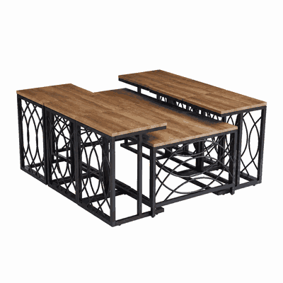طقم طاولات خشب MDF و معدن، 7 قطع - اسود بني product image 2