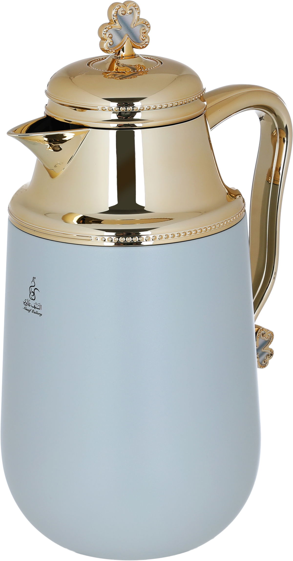 Al Saif Gallery Fatima thermos set, 1/0.7 liter, 2 pieces, thermal glass inner container, steel outer shell - light gray product image 3