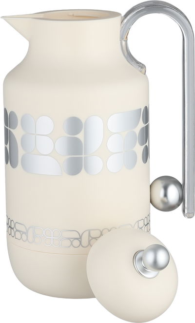 Al Saif Gallery Kkozami Thermos, 1 Liter, Glass Interior, Transparent Handle, Push-Button Lid - Cream Silver product image 4