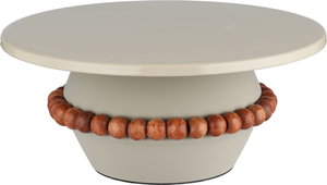 Al Saif Gallery Stadt Presents Stainless Steel Stand, With A Wooden Beaded Base, 24X24X11 Cm - Wood Brown product image