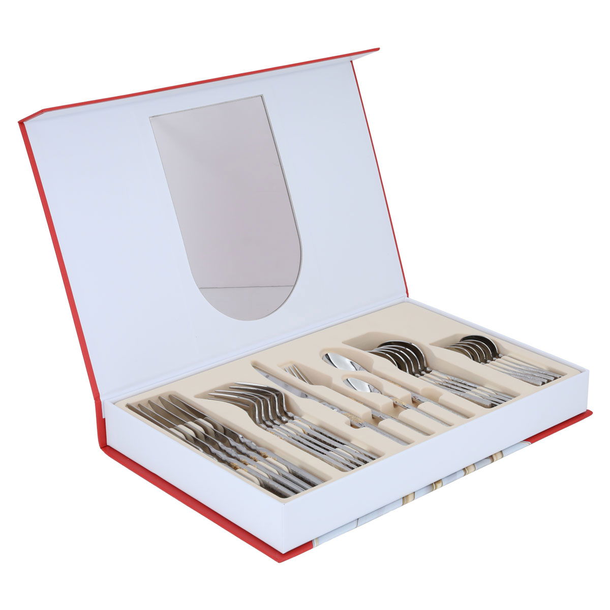 Al Saif Gallery Steel Cutlery Bag, 24 Pieces - Silver Gold product image