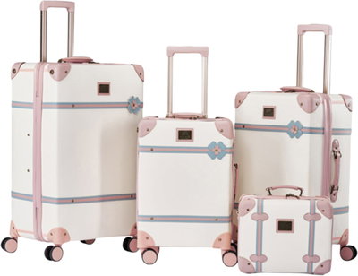 Limra LMA-60210 Artificial Leather Luggage Set, 4 Sizes, 4 Wheels, 360 Degree Rotating - Beige Pink product image 1