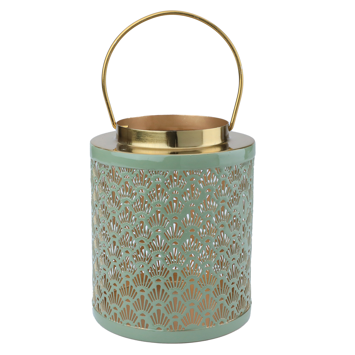 Al Ain Andalusia Indian steel lantern, 15 x 15 x 18 cm, hand hold, cylindrical - green product image 4