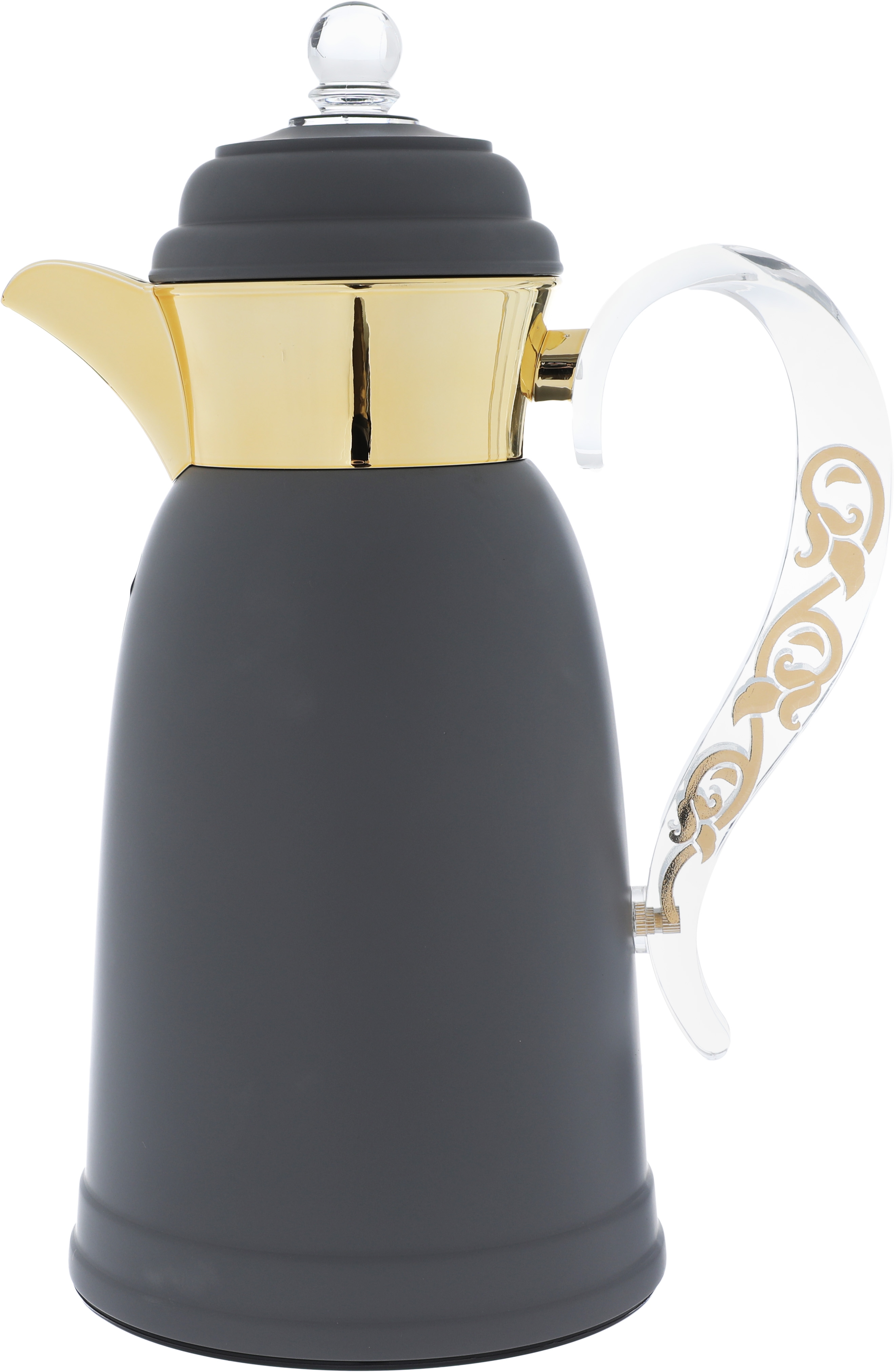 Al Saif Gallery Qamar thermos set, 1 liter, thermal glass inner container, steel outer shell - dark gray product image 2