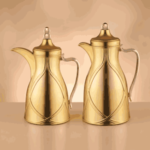 طقم ترامس طيف السيف غاليري، 0.7 / 1 لتر، 2 قطعة، خامة داخلية زجاج، يد شفاف، غطاء ضغاط - ذهبي مطفي product image