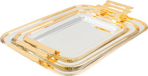 Alsaif Gallery Steel Tofry Set, 3 Pieces - Silver Gold product image
