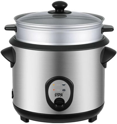 قدر طهى الارز ويننج ستار، 2.2 لتر، 900 واط، صينية قابلة للازالة، ST-9352 - فضي اسود product image 1