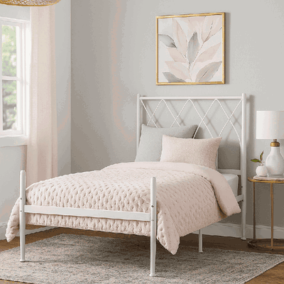 سرير حديد مفرد، 100×90×190 سم - ابيض product image 1