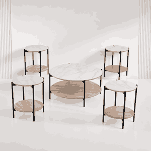 طقم طاولات خشب MDF و معدن، 5 قطع - اسود رمادي product image