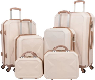 Limra ABS Luggage Set, 6 Sizes, 4 Wheels, 360 Degree Rotating, LMA-788 - Beige Gold product image 1