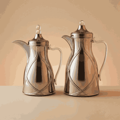 Al Saif Gallery Taif Thermos Set, 0.7/1 Liter, 2 Pieces, Glass Interior, Transparent Handle, Push-Button Lid - Matte Black product image 1