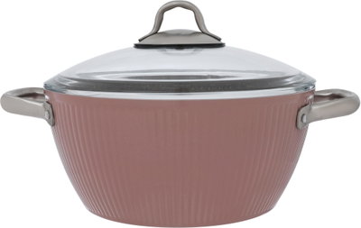 Estel Falz ribbed granite cookware set with glass lid, 9 pieces, 18 / 22 / 26 / 26 / (26) cm, Turkish - Pink product image 6