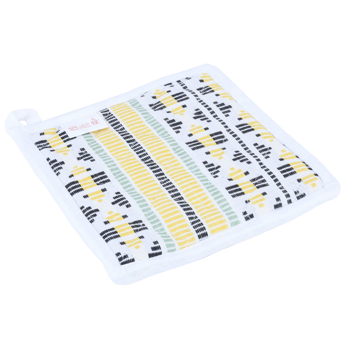Al Saif Gallery Fabric Pot Holder Set, 3 Pieces - Yellow and White product image 3